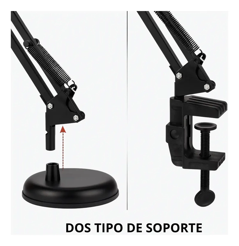 LAMPARA DE ESCRITORIO METAL BLANCO BRAZO AJUSTABLE SOPORTE DUAL - 3