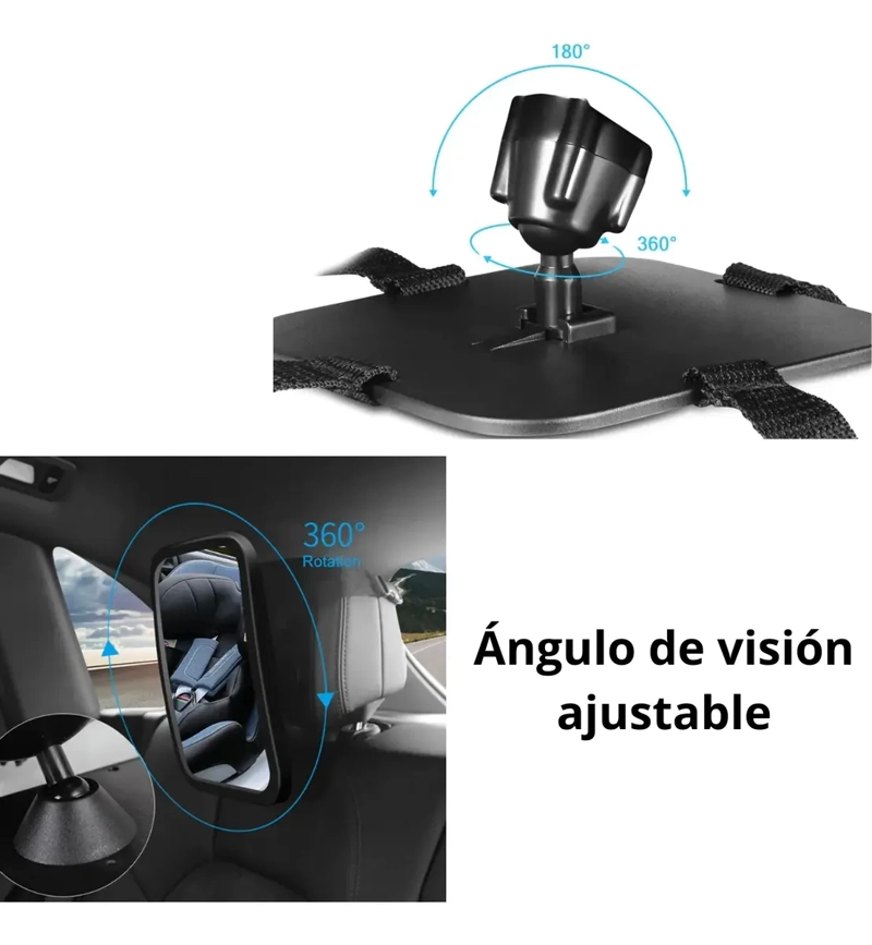 ESPEJO RETROVISOR DE SEGURIDAD AUTO PARA NIÑOS Y BEBE - 4