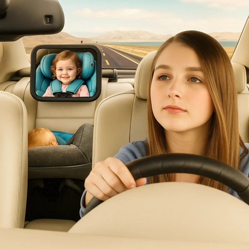 ESPEJO RETROVISOR DE SEGURIDAD AUTO PARA NIÑOS Y BEBE - 7