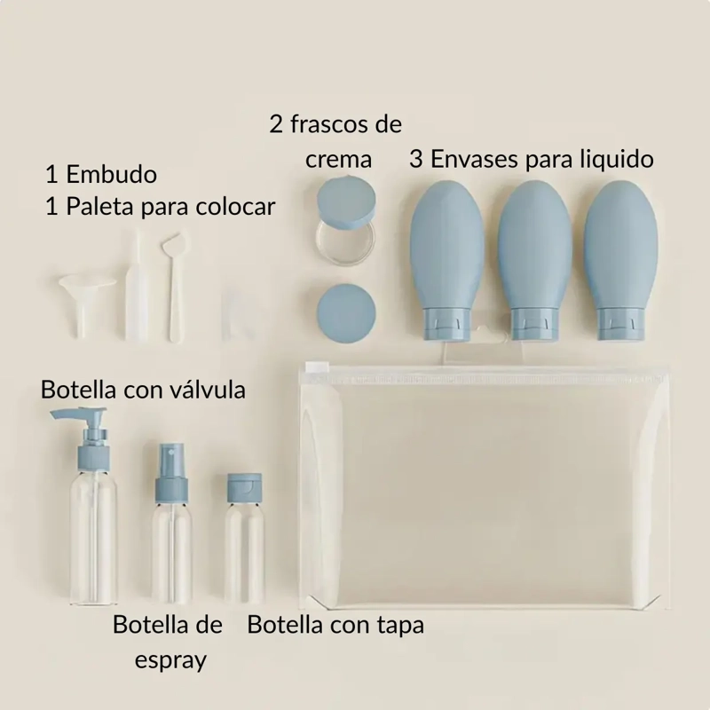 ORGANIZADOR VIAJE: BOTELLAS SPRAY SILICONA CUIDADO PERSONAL - 4