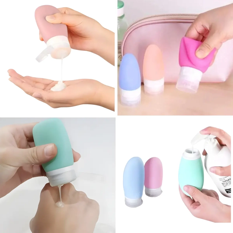 PACK 4 BOTELLAS DISPENSADOR SILICONA PARA VIAJES 90ML - 4
