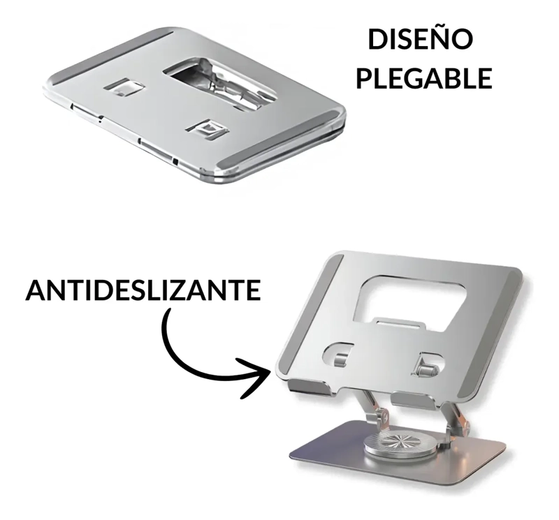 SOPORTE NOTEBOOK LAPTOP TABLET IPAD ROTACION 360 PLEGABLE - 5