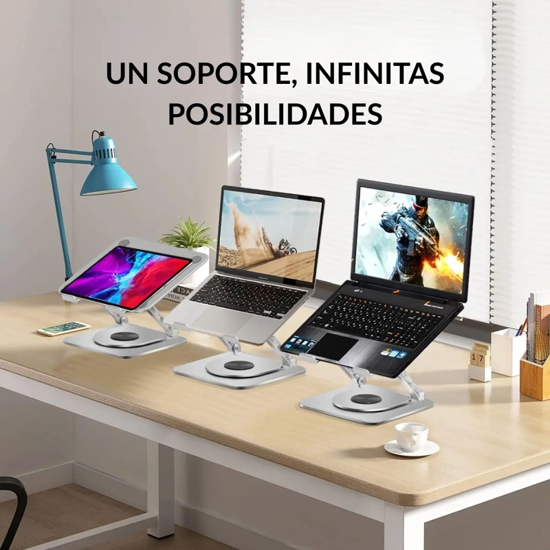 SOPORTE NOTEBOOK LAPTOP TABLET IPAD ROTACION 360 PLEGABLE - 7