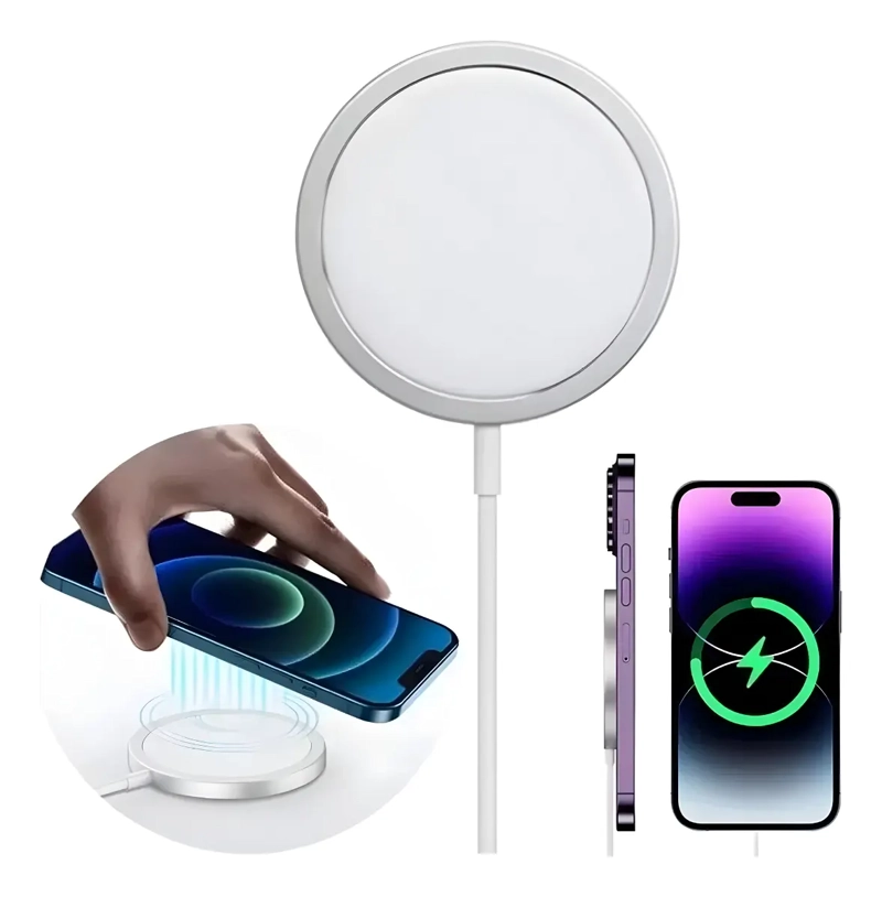 CARGADOR INALAMBRICO MAGNETICO PARA IPHONE MAGSAFE 15W USB - 5