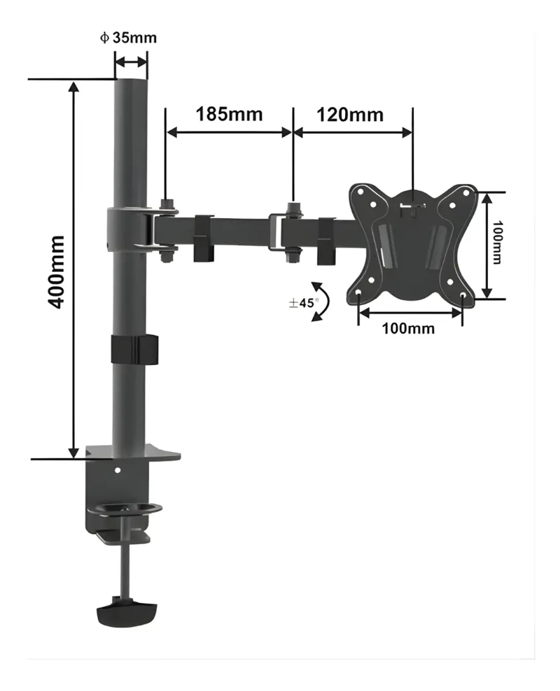 SOPORTE PARA MONITOR TV TELEVISOR BRAZO AJUSTABLE 13 A 27 - 7