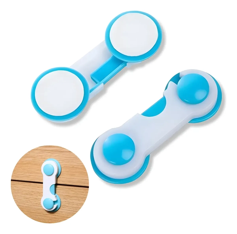 PACK 4 PIEZAS AZUL PROTECCION CERRADURA CAJONES PARA BEBE  NIÑOS - 1