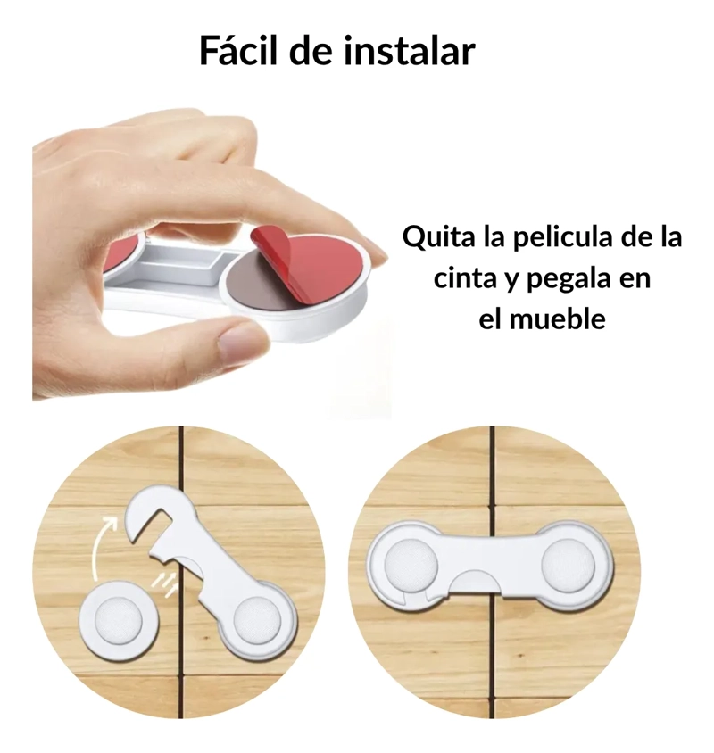 PACK 4 PIEZAS AZUL PROTECCION CERRADURA CAJONES PARA BEBE  NIÑOS - 2