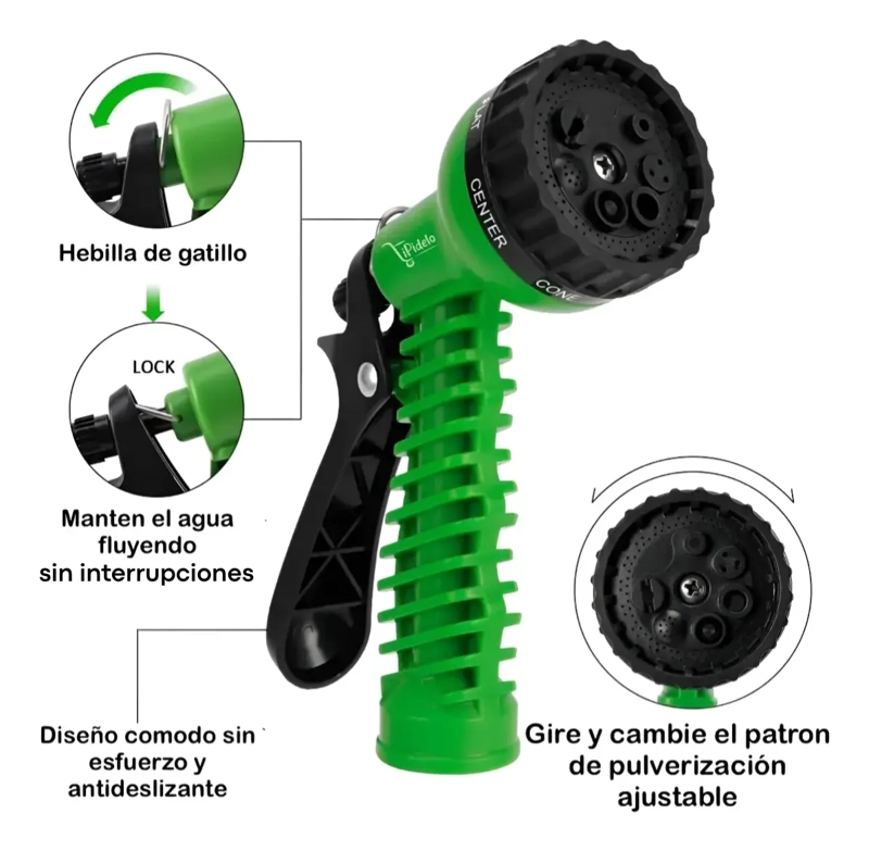 MANGUERA RIEGO JARDIN RETRACTIL EXPANDIBLE 30 MTS/100FT - 6