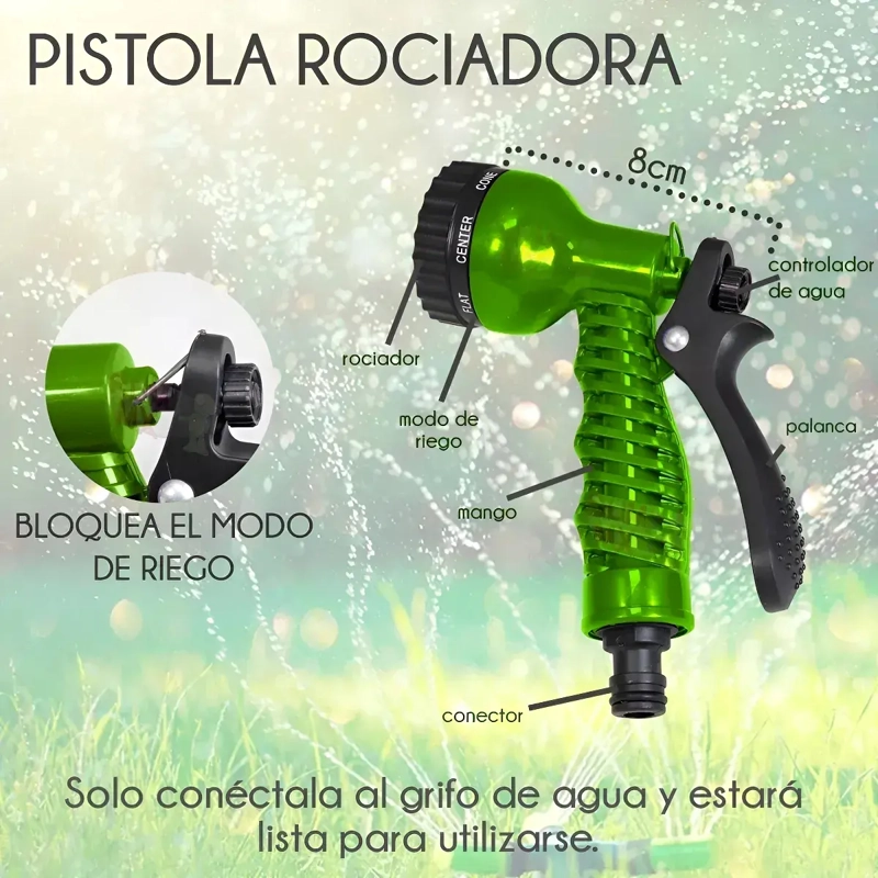 MANGUERA DE RIEGO JARDIN RETRACTIL EXPANDIBLE 22.5 MTS/75FT - 4