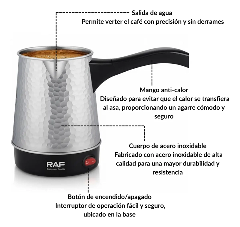 CAFETERA ELE CTRICA CAFE  TURCO ARABE GRIEGO 500 ML ACERO INOX - 2