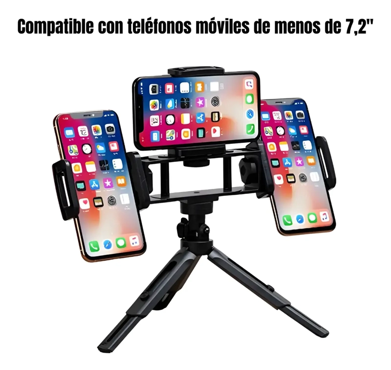SOPORTE PARA CELULAR TRIPLE PARA GRABACION FOTOS MULTIUSO - 5
