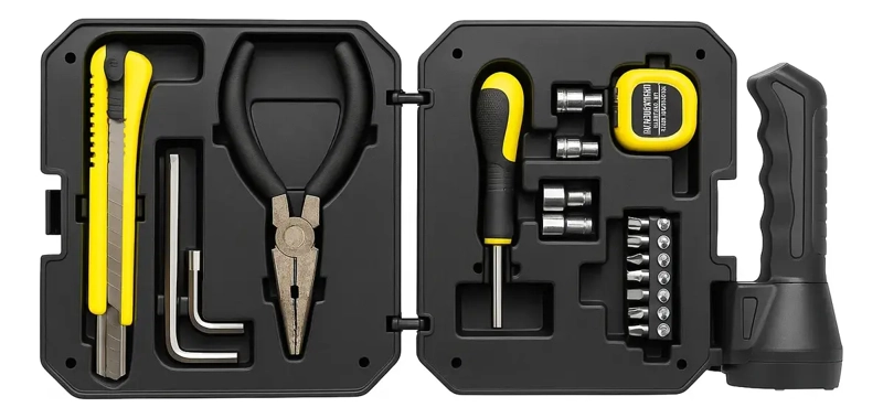 LINTERNA SOLAR USB PORTATIL + KIT DE HERRAMIENTAS+ POWERBANK - 5