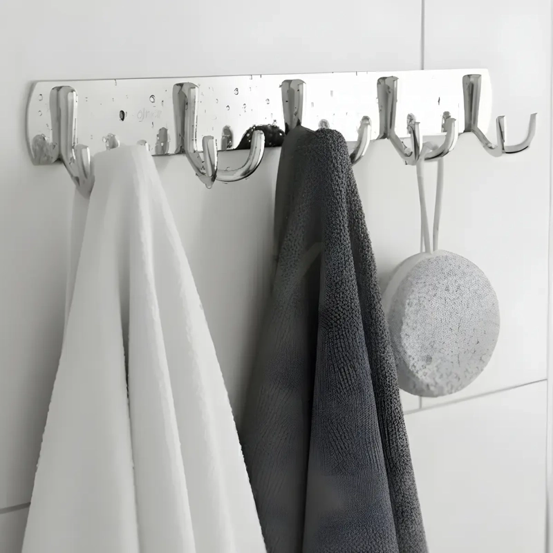 PERCHERO DE PARED ACERO INOXIDABLE 5 GANCHOS DOBLE MULTIUSO - 5