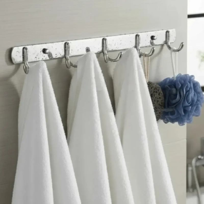 PERCHERO DE PARED ACERO INOXIDABLE 5 GANCHOS DOBLE MULTIUSO - 6