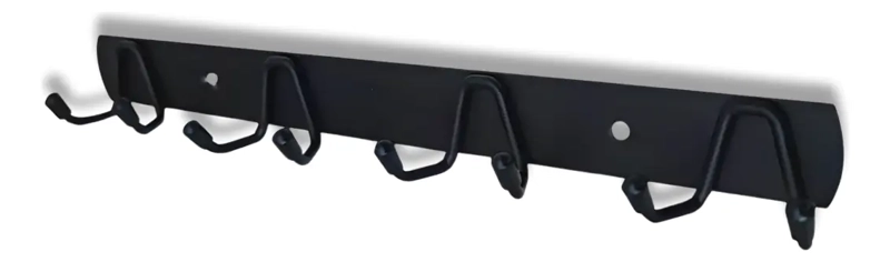 PERCHERO DE PARED METAL NEGRO 4 GANCHOS DOBLE MULTIUSO - 1