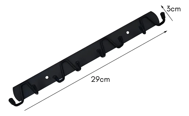 PERCHERO DE PARED METAL NEGRO 4 GANCHOS DOBLE MULTIUSO - 2