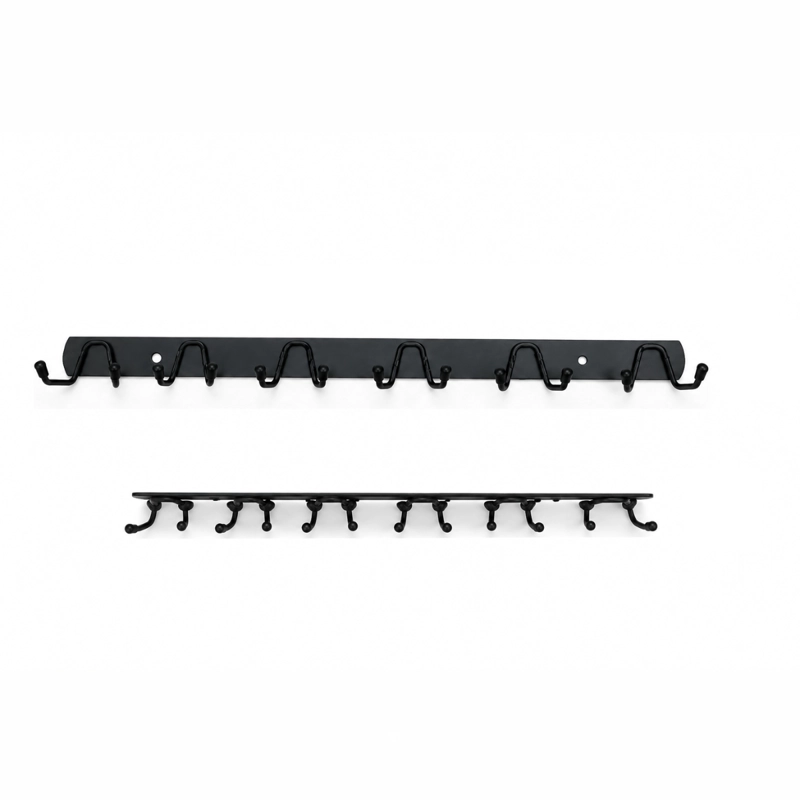 PERCHERO DE PARED METAL COLOR NEGRO 6 GANCHOS DOBLE MULTIUSO - 1