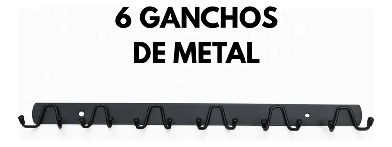 PERCHERO DE PARED METAL COLOR NEGRO 6 GANCHOS DOBLE MULTIUSO - 3