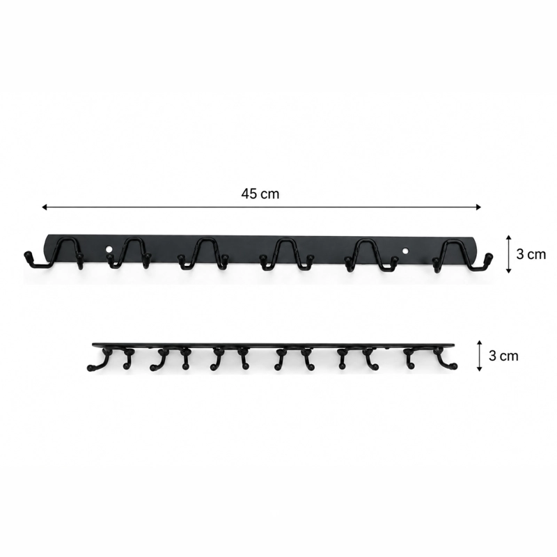 PERCHERO DE PARED METAL COLOR NEGRO 6 GANCHOS DOBLE MULTIUSO - 7