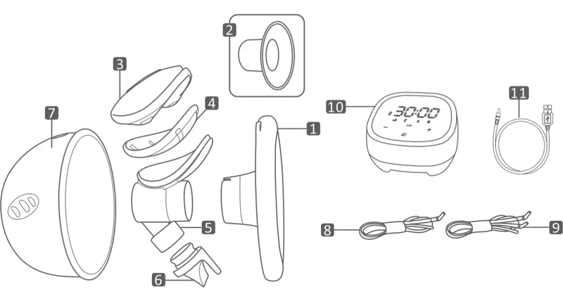 EXTRACTOR LECHE MATERNA INALAMBRICO DIGITAL PORTATIL 2 COPAS - 3