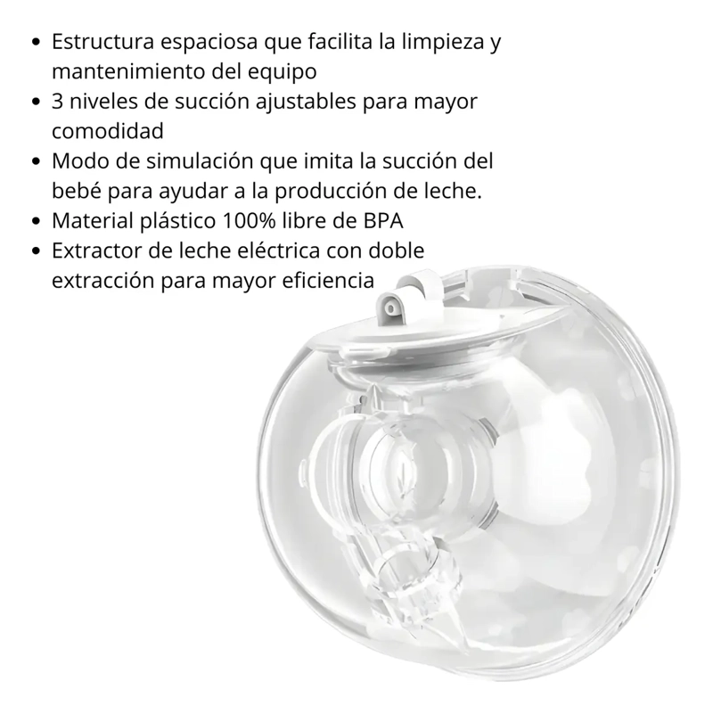 EXTRACTOR LECHE MATERNA INALAMBRICO DIGITAL PORTATIL 2 COPAS - 4