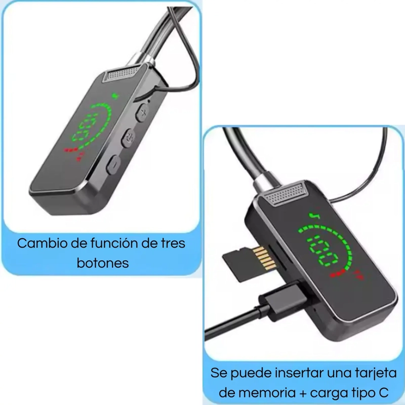 AUDIFONOS DEPORTIVOS ANTICAIDA BLUETOOTH PANTALLA LED - 6