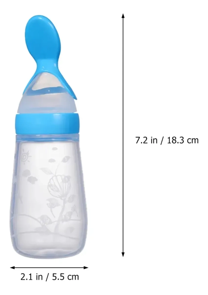 MAMADERA DE SILICONA CON CUCHARA CELESTE BEBE - 3