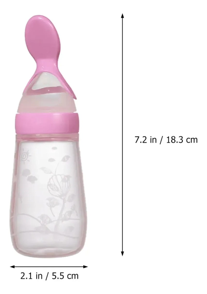 MAMADERA DE SILICONA CON CUCHARA ROSA BEBE - 2