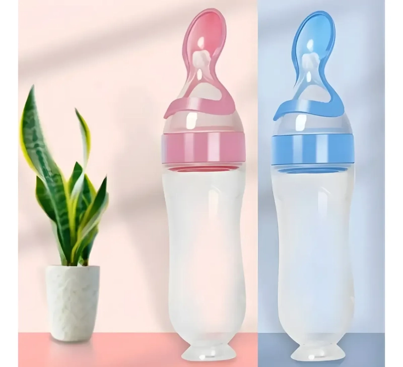 MAMADERA DE SILICONA CON CUCHARA ROSA BEBE - 6