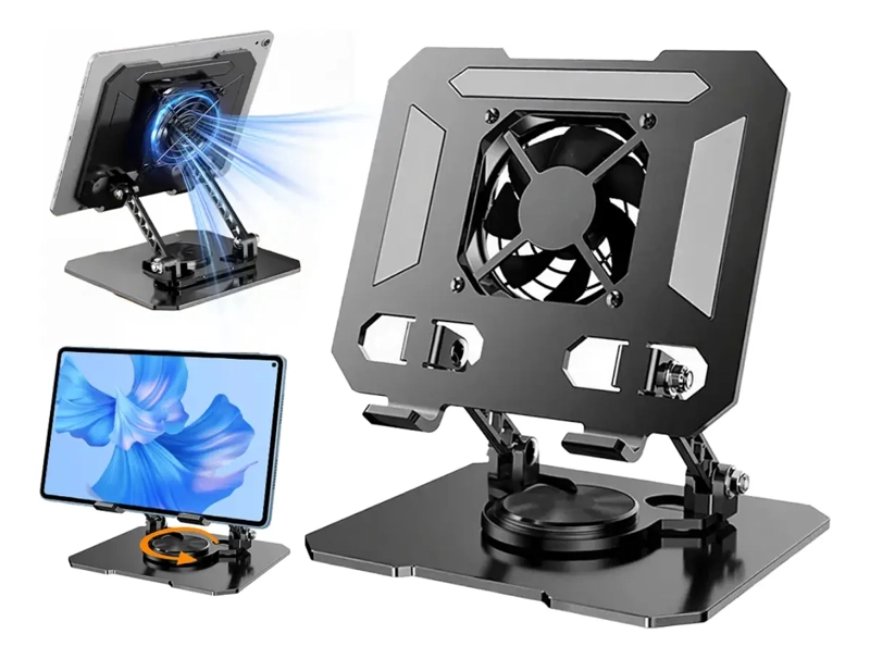 SOPORTE ALZADOR TABLET IPAD REDUCCION CALOR VENTILADOR 4-16 - 1