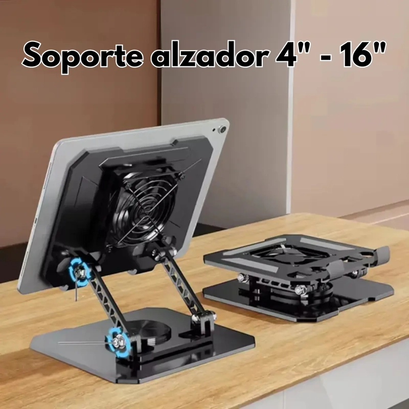 SOPORTE ALZADOR TABLET IPAD REDUCCION CALOR VENTILADOR 4-16 - 4