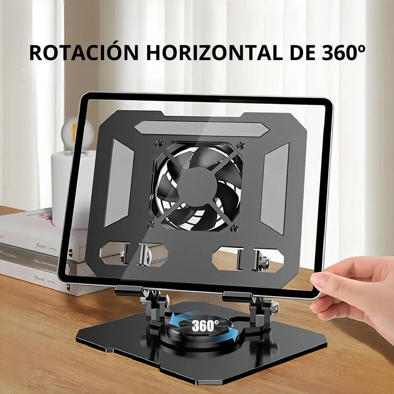 SOPORTE ALZADOR TABLET IPAD REDUCCION CALOR VENTILADOR 4-16 - 5