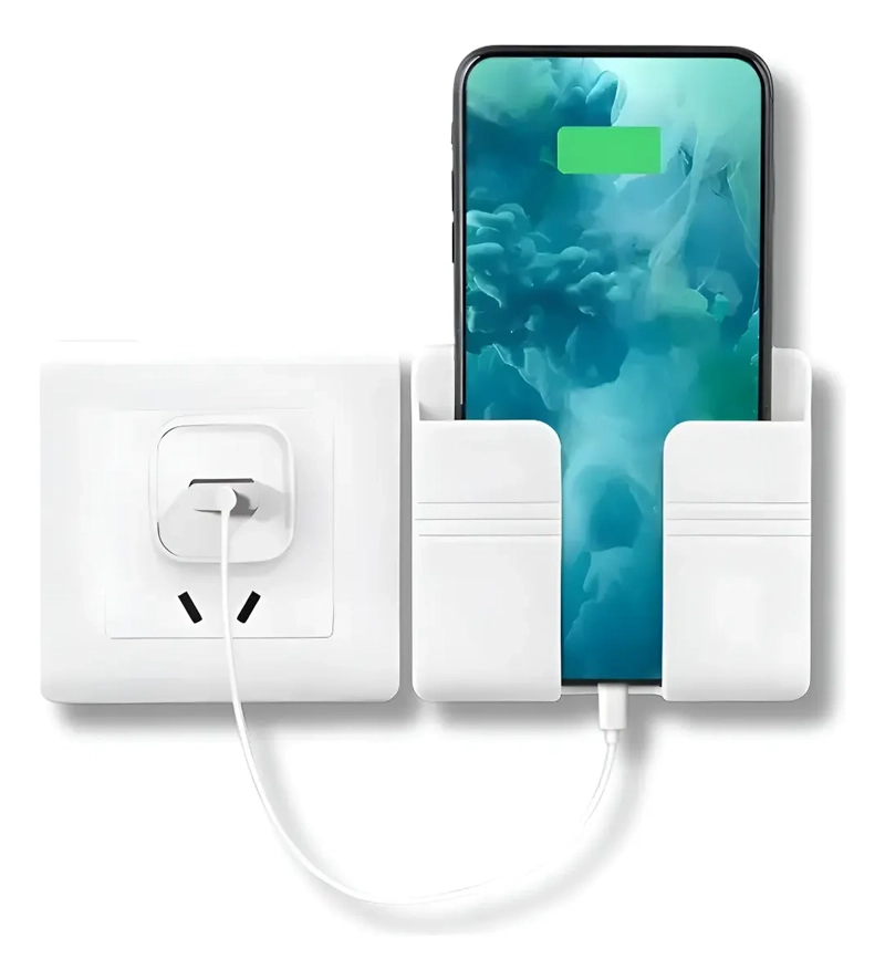 SOPORTE DE PARED ADHESIVO PARA CELULAR BLANCO - 1