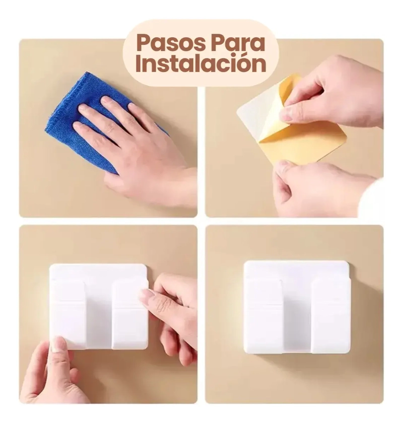 SOPORTE DE PARED ADHESIVO PARA CELULAR BLANCO - 3