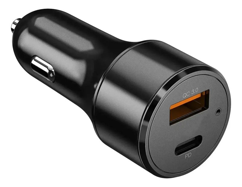 ADAPTADOR CARGADOR PARA AUTO DOBLE CARGA RAPIDA USB-C 20W - 2