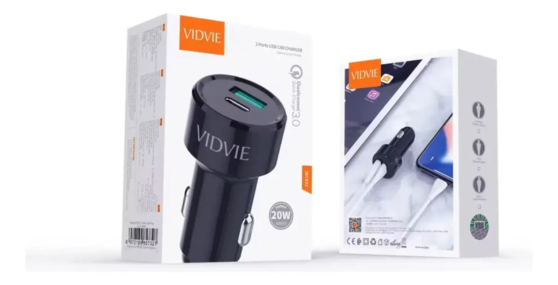 ADAPTADOR CARGADOR PARA AUTO DOBLE CARGA RAPIDA USB-C 20W - 6