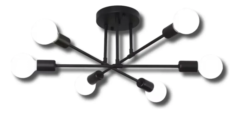 LAMPARA DE TECHO COLGANTE MODERNA + 6 AMPOLLETAS LUZ CALIDA - 1