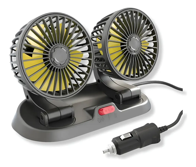 VENTILADOR DOBLE PARA AUTO GIRATORIO 360° 12V - 1