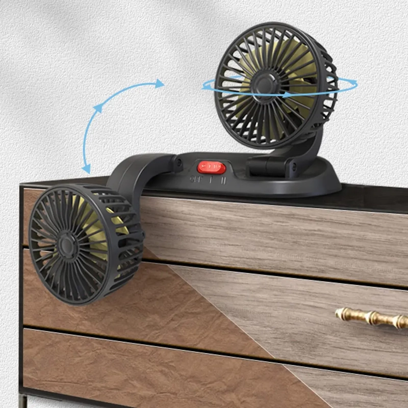 VENTILADOR DOBLE PARA AUTO GIRATORIO 360° 12V - 4
