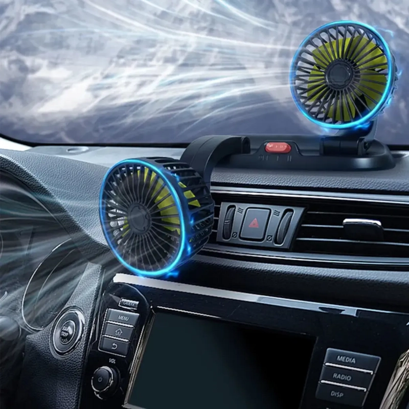 VENTILADOR DOBLE PARA AUTO GIRATORIO 360° 12V - 5