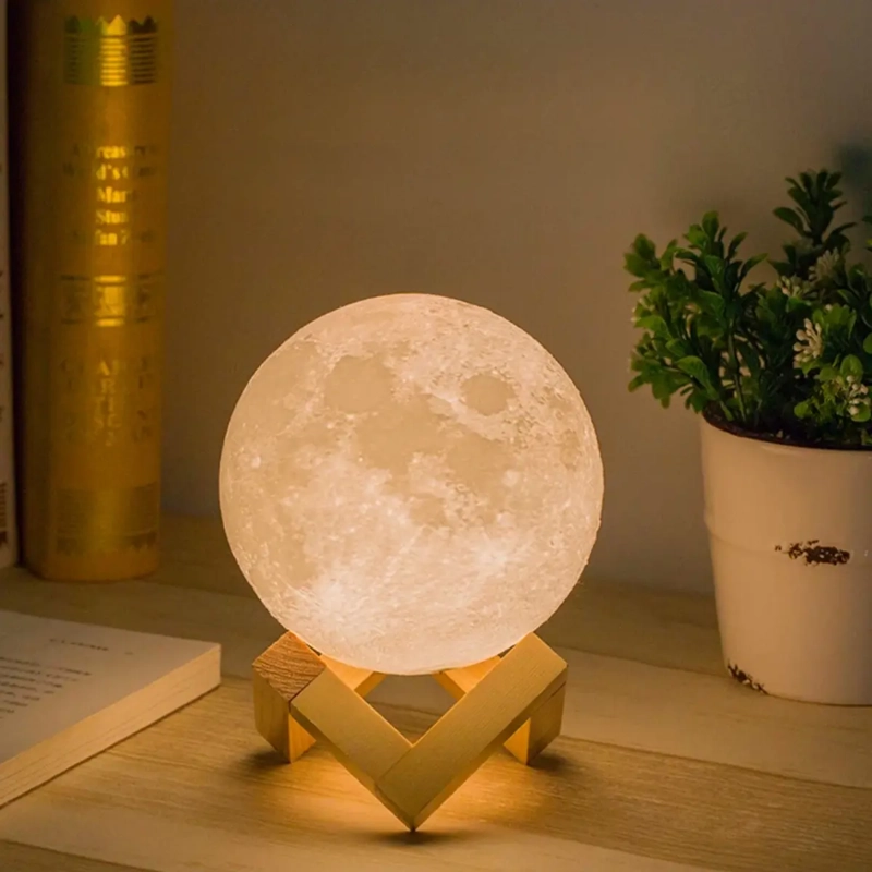 LAMPARA LUNA ESCRITORIO VELADOR RECARGABLE LUZ MULTICOLOR - 3