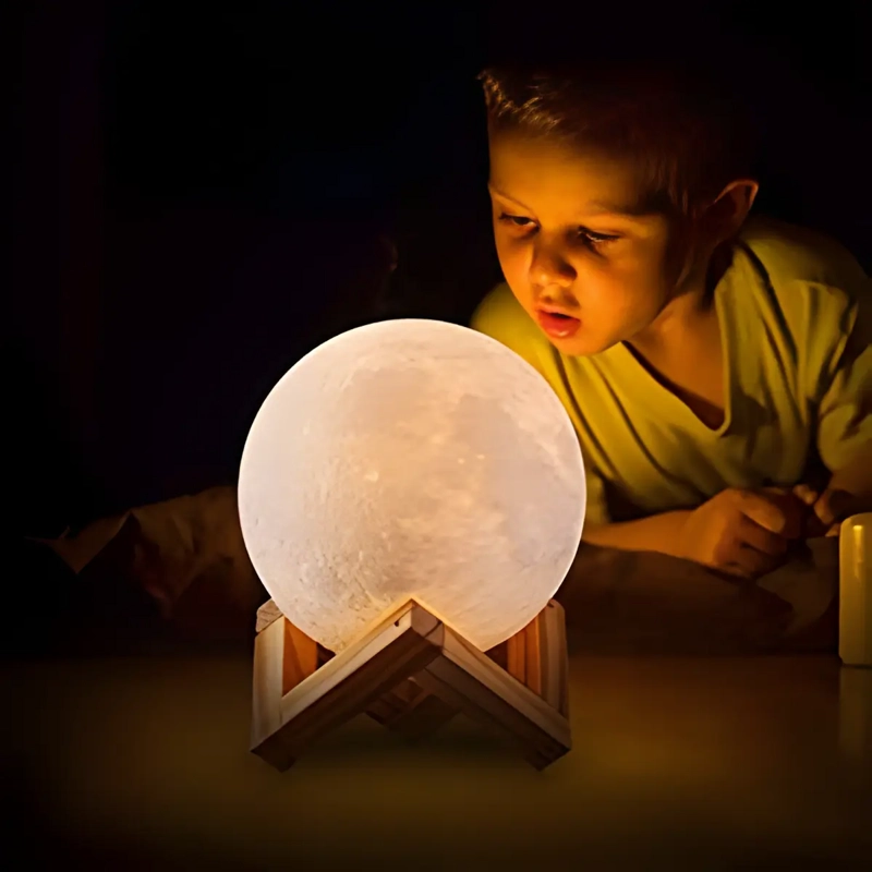 LAMPARA LUNA ESCRITORIO VELADOR RECARGABLE LUZ MULTICOLOR - 4