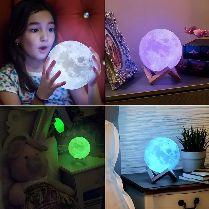 LAMPARA LUNA ESCRITORIO VELADOR RECARGABLE LUZ MULTICOLOR - 5