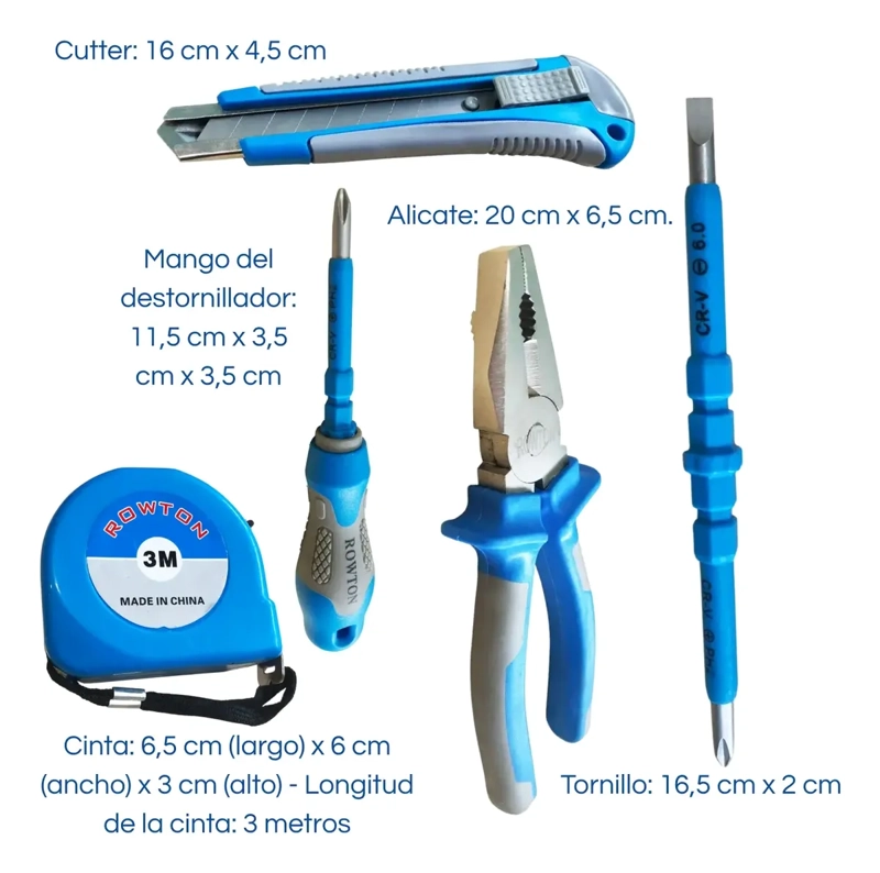 SET HERRAMIENTAS ALICATE DESTORNILLADOR HUINCHA CARTONERO - 2