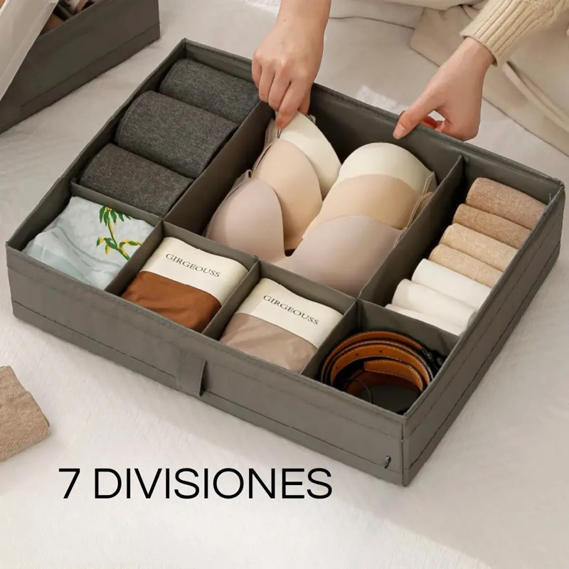CAJA ORGANIZADORA DE ROPA BLANCO MULTIUSO 7 DIVISIONES 44X34X11CM - 5