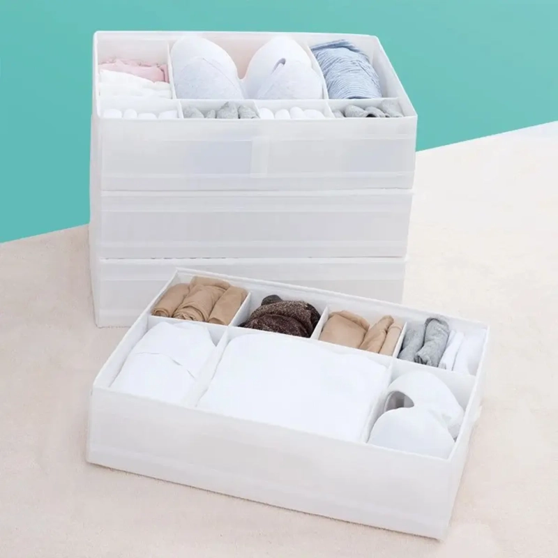 CAJA ORGANIZADORA DE ROPA BLANCO MULTIUSO 7 DIVISIONES 44X34X11CM - 7