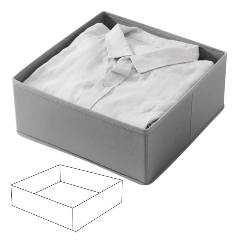 CAJA ORGANIZADORA ROPA ALMACENAMIENTO MULTIUSO GRIS OSCURO 28X28X13CM - 1