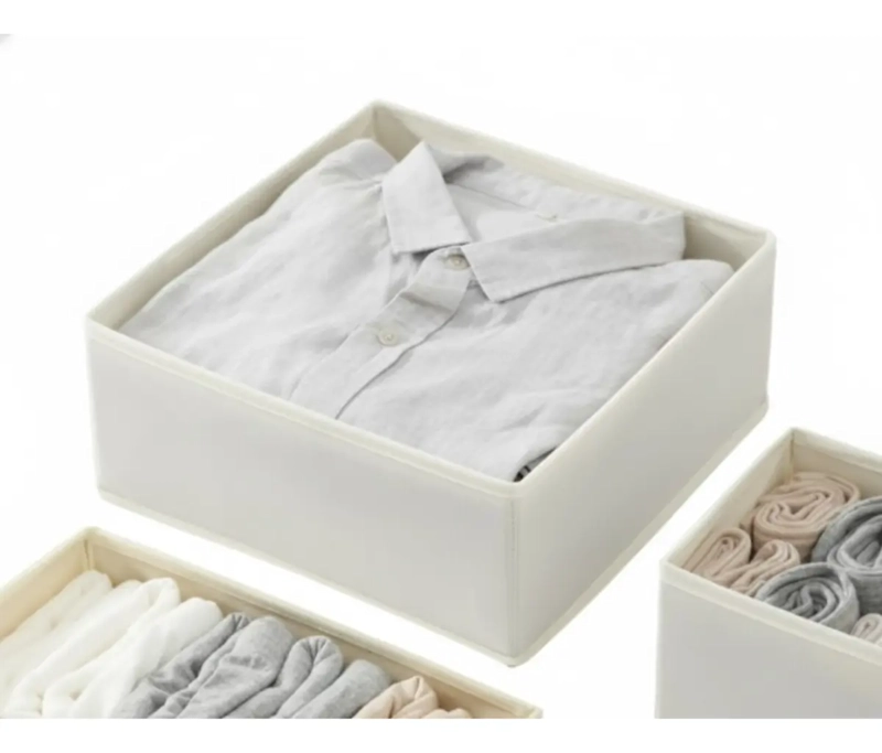 CAJA ORGANIZADORA ROPA ALMACENAMIENTO MULTIUSO BLANCO 28X28X13CM - 4