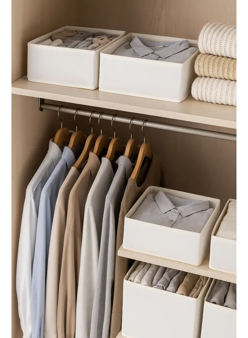 CAJA ORGANIZADORA ROPA ALMACENAMIENTO MULTIUSO BLANCO 28X28X13CM - 5