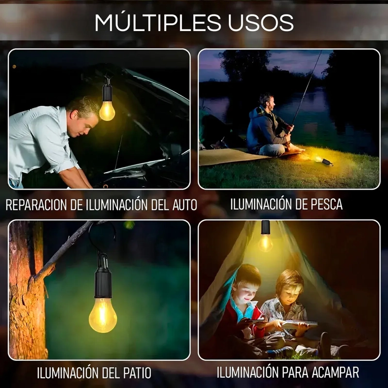 AMPOLLETA A PILA PARA EMERGENCIA O CAMPING LUZ CALIDA - 3